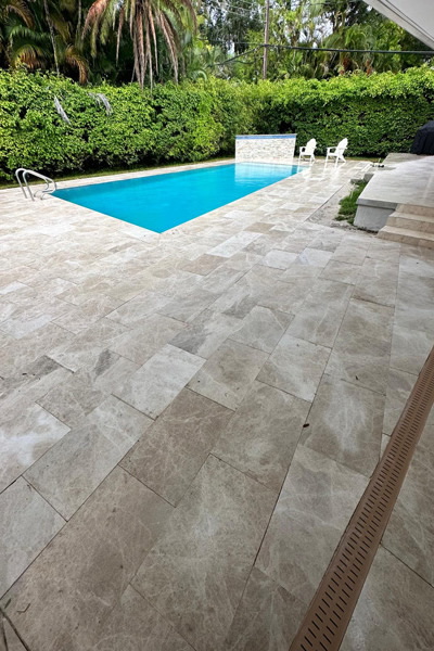 Beige Marble Decking – Non-Slip & Weather-Resistant Surface