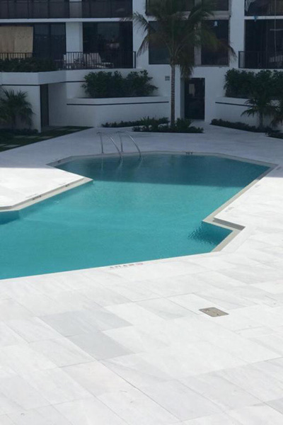 Ice White Marble Decking – Non-Slip & Weather-Resistant Surface