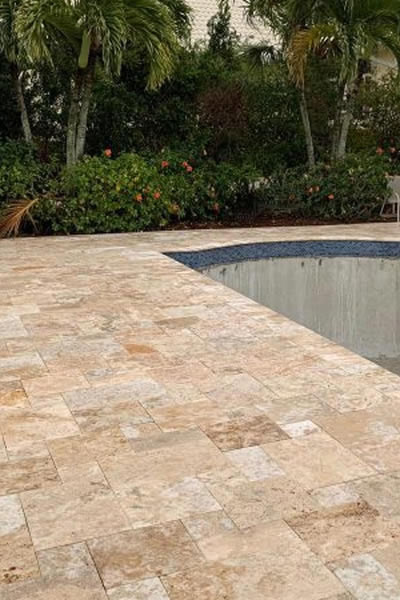 Walnut Travertine Walkway Pavers – Durable Outdoor Stonework