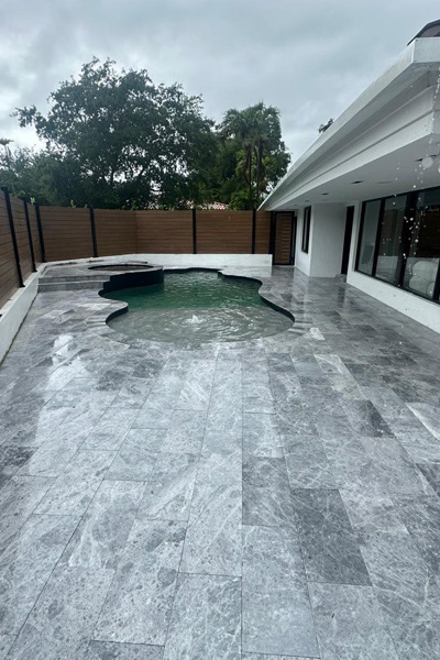Gray Marble Decking – Non-Slip & Weather-Resistant Surface