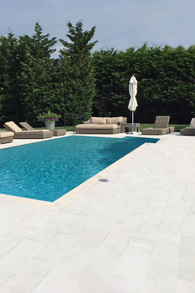 Beige Marble Paver Patio – High-End Residential Hardscape