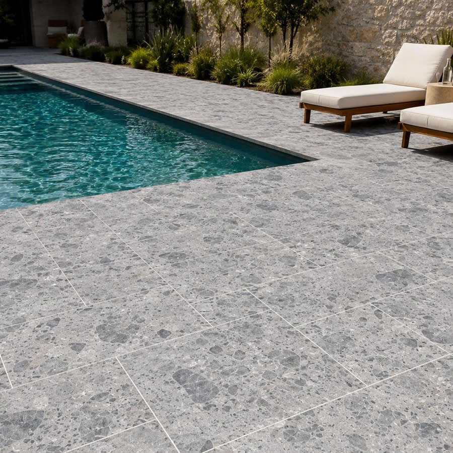 Stella Grey Marble Pool Deck Pavers for Modern Luxury Outdoor Spaces
