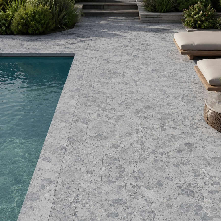 Stella Grey Marble Pool Deck Pavers for Modern Luxury Outdoor Spaces